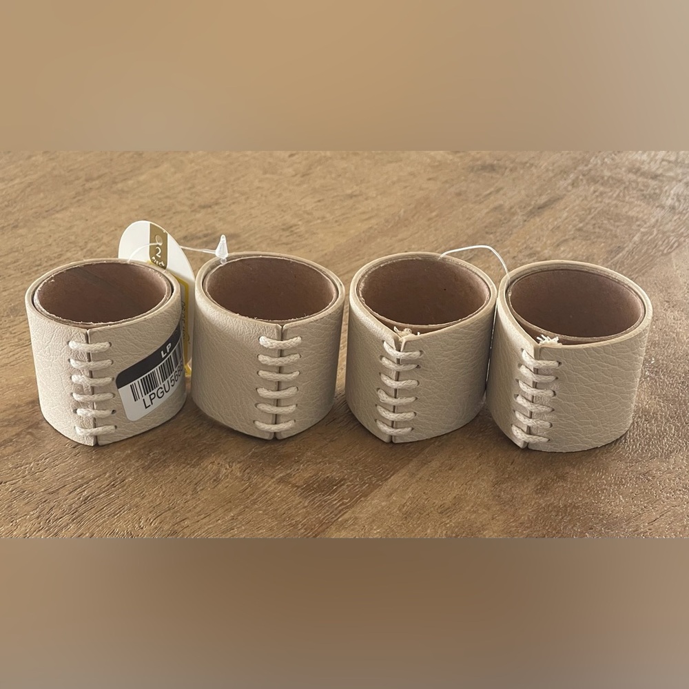 Threshold Cream Faux Leather Napkin Rings - Set of 4